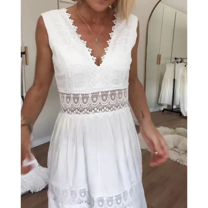 Beatrice | Damen Weißes Sommerkleid Midi