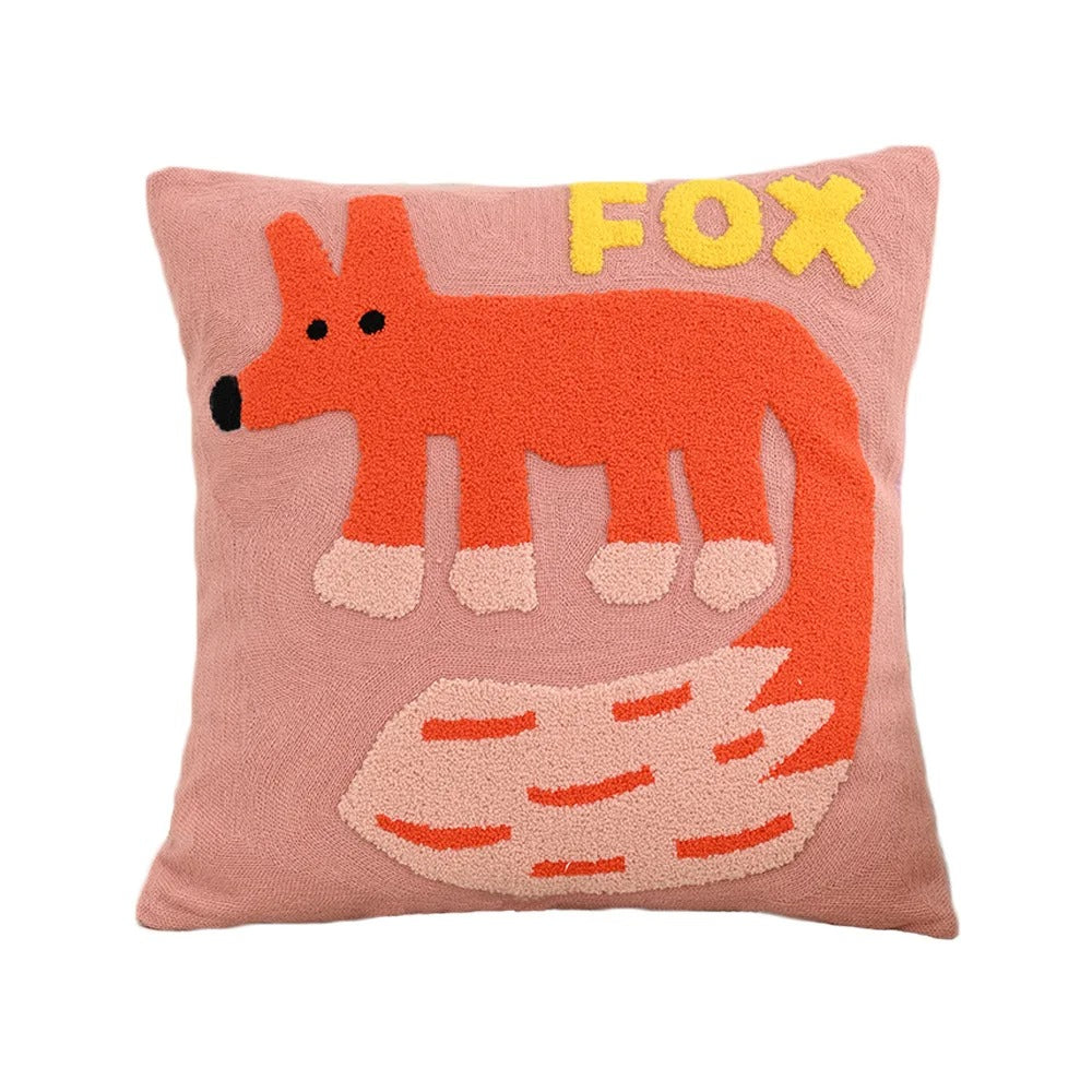 MEELANO Nordisk Pudeovertræk Med Dyremotiver 45x45 Cm Til Sofa Polyester Bomuld Ræv