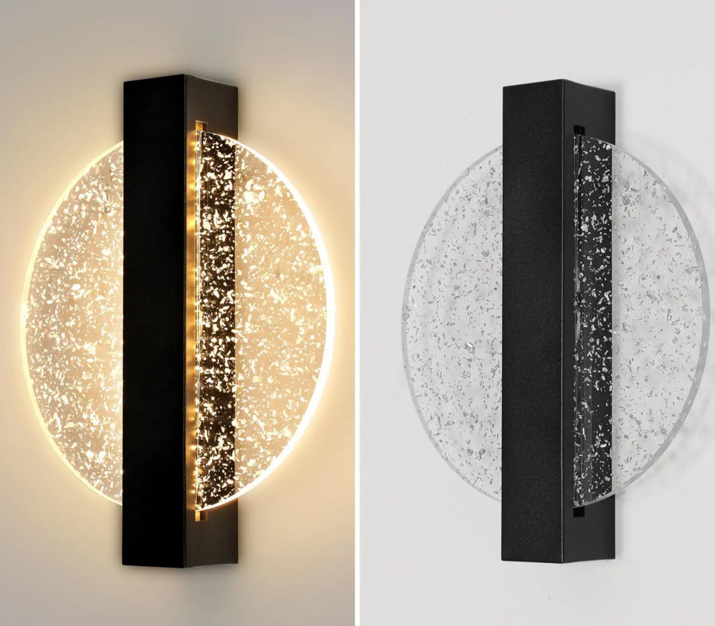 LumaLeaf Rundes Wandpaneel – Moderne LED-Wandleuchte mit silbernem Blatt & warmem Licht (3500 K)