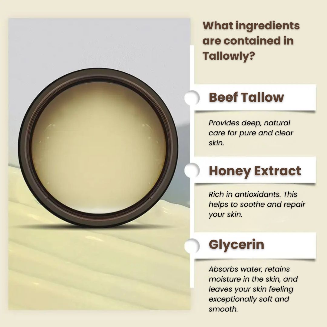Beef Tallow Moisturizer | Tallow and Honey Balm | Face and Skin Cream | Tallowly