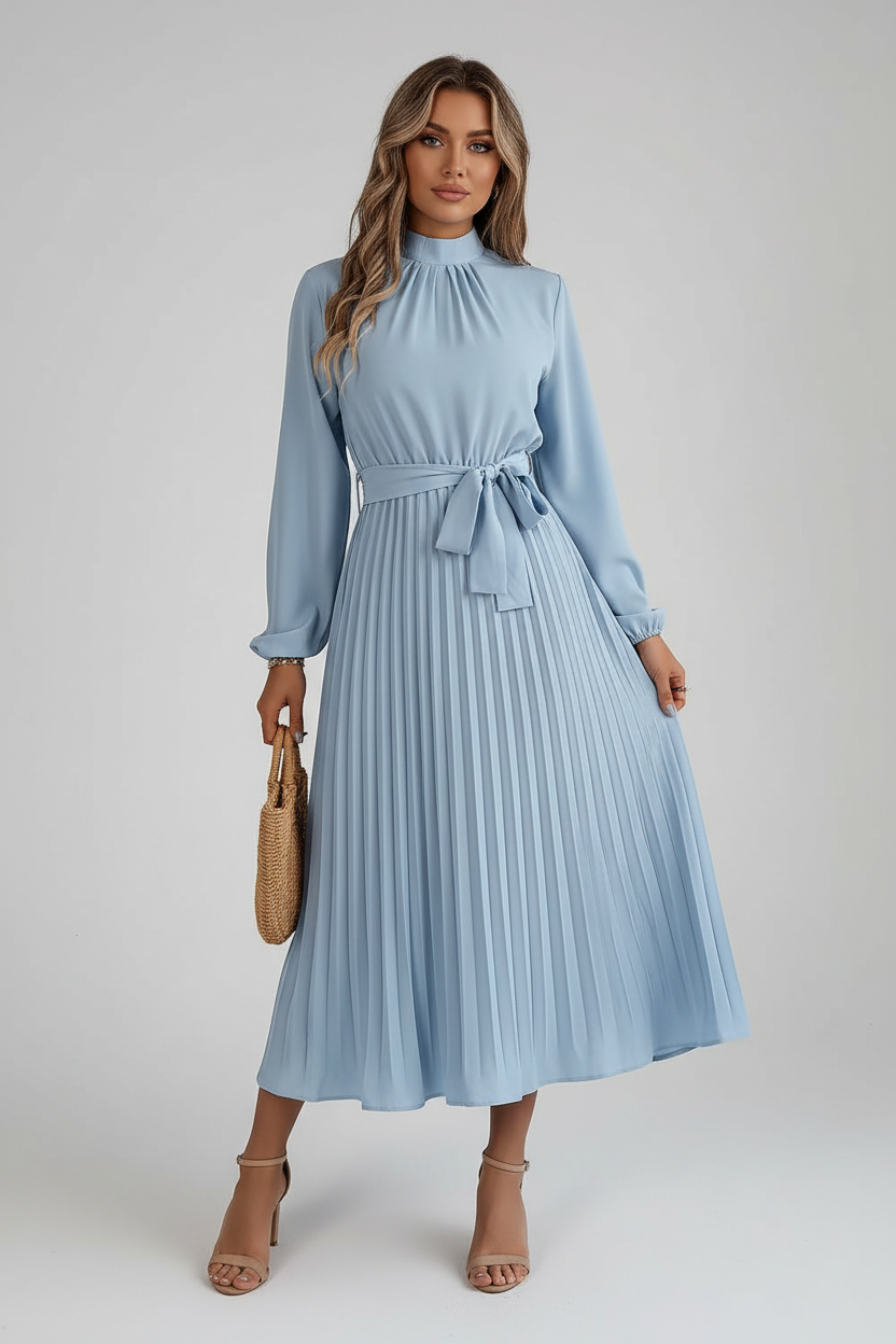 Beige midi dress studio shot