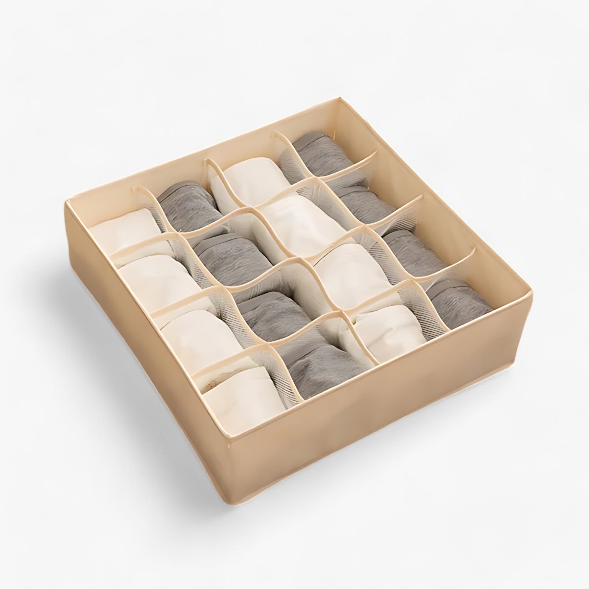 home & garden : Ondergoed Organizer - Opvouwbare Ladeverdeler - Houd Sokken en Bh's op een Nette Manier Gesorteerd in Beige 16 Compartimenten van Pantino