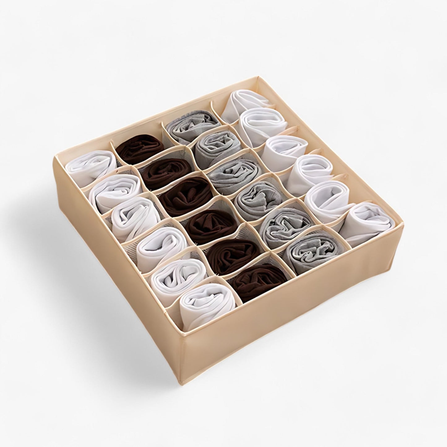 home & garden : Ondergoed Organizer - Opvouwbare Ladeverdeler - Houd Sokken en Bh's op een Nette Manier Gesorteerd in Beige 24 Compartimenten van Pantino