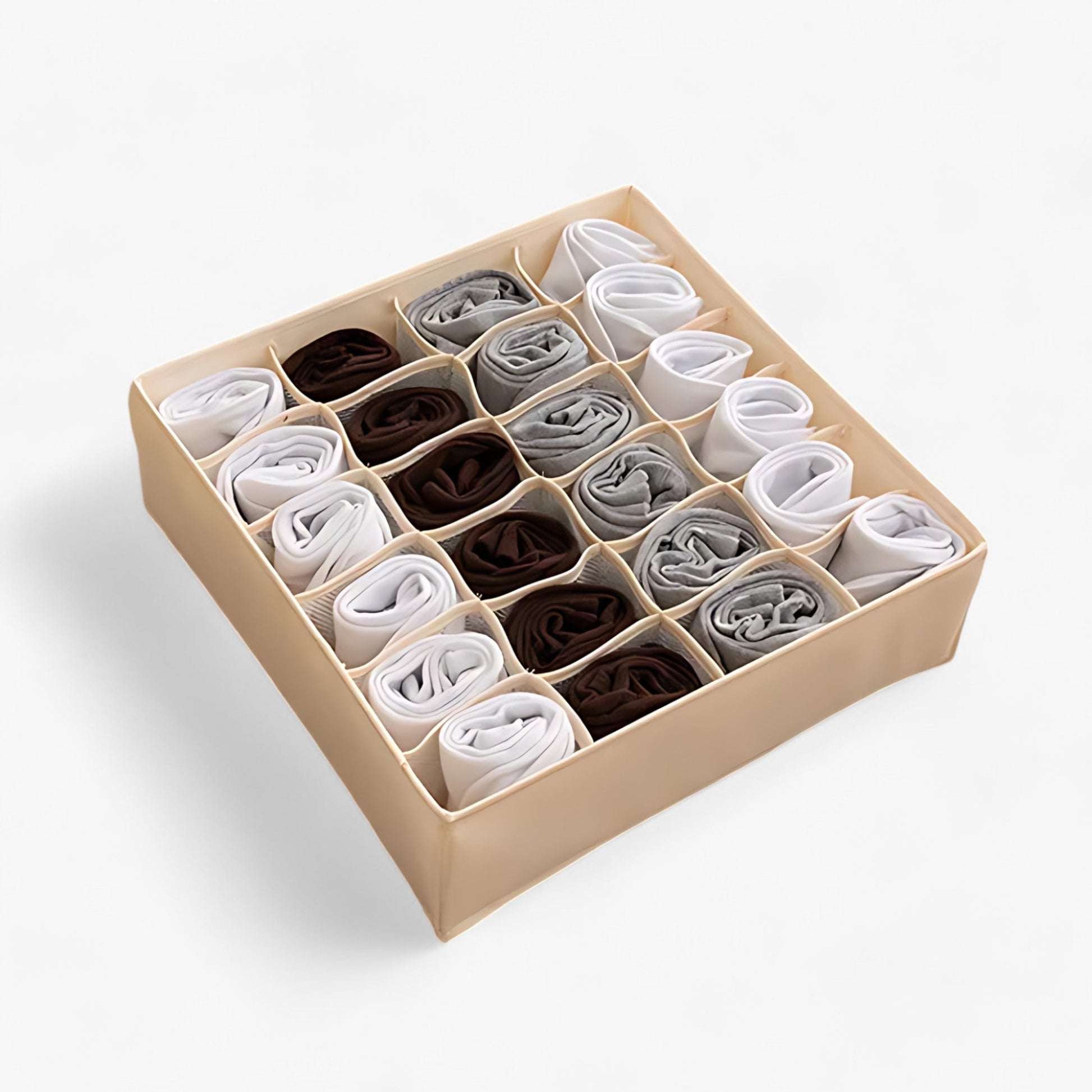 home & garden : Ondergoed Organizer - Opvouwbare Ladeverdeler - Houd Sokken en Bh's op een Nette Manier Gesorteerd in Beige 24 Compartimenten van Pantino