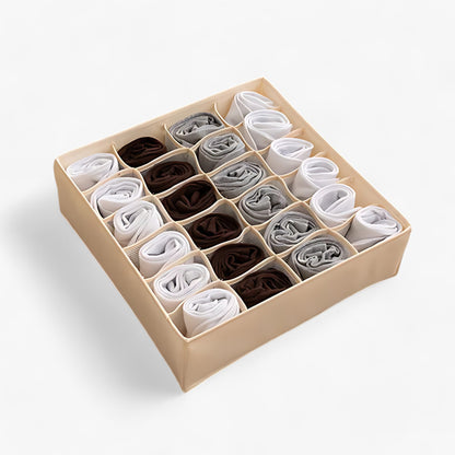 home & garden : Ondergoed Organizer - Opvouwbare Ladeverdeler - Houd Sokken en Bh's op een Nette Manier Gesorteerd in Beige 24 Compartimenten van Pantino