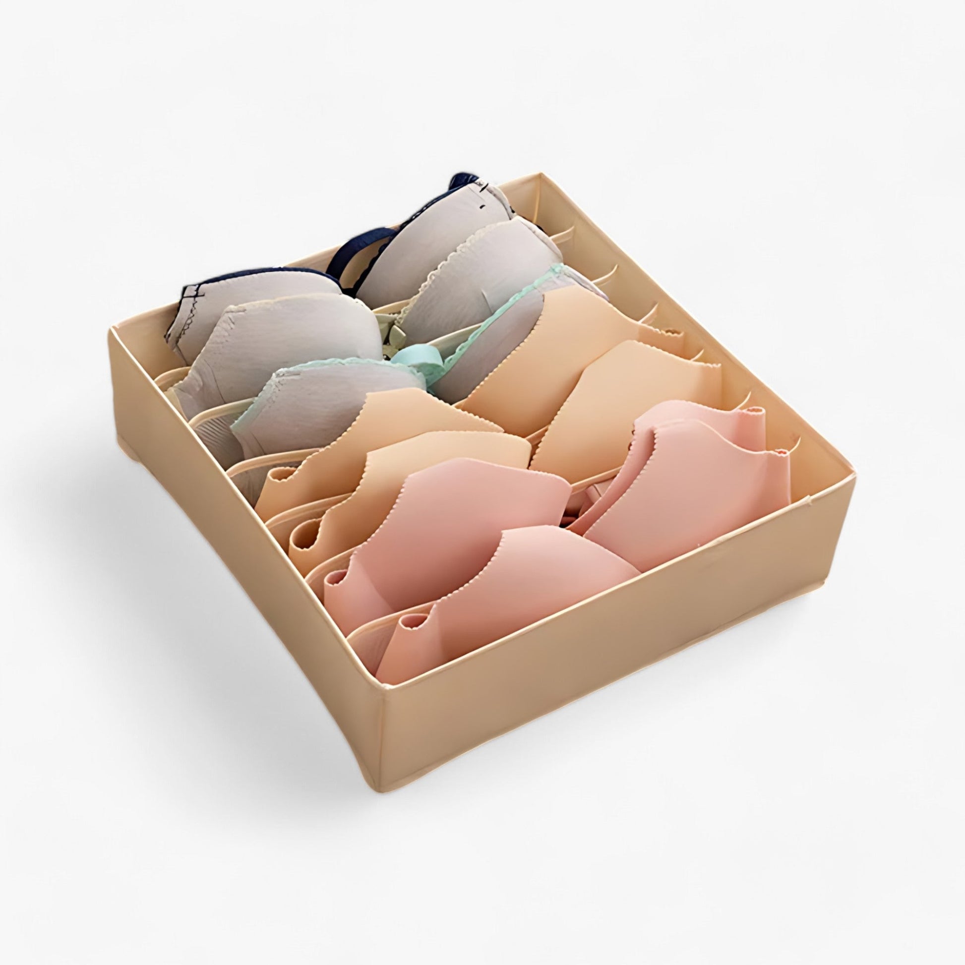 home & garden : Ondergoed Organizer - Opvouwbare Ladeverdeler - Houd Sokken en Bh's op een Nette Manier Gesorteerd in Beige 7 Compartimenten van Pantino