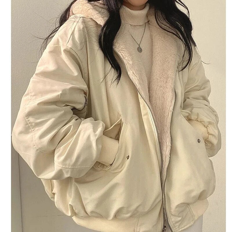 Damen Pufferjacke mit Teddyfell