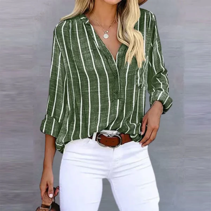 Berfin | Damen Schlichte Gestreifte Bluse Sommer