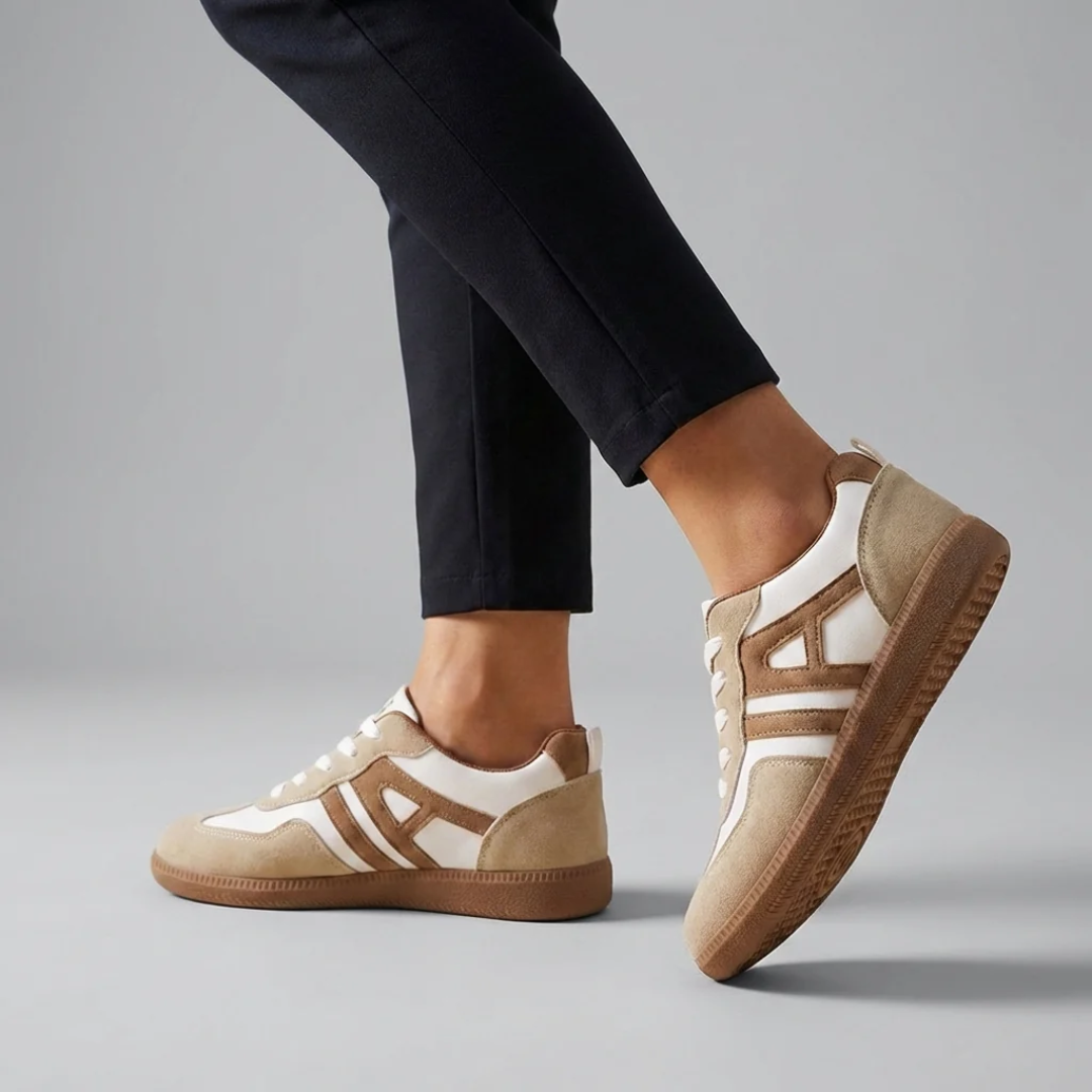 Bettina | Damen Bequeme Sneaker Alltag Leicht Beige