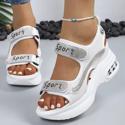 Audrina - Orthopedic Platform Sandals with Crystals