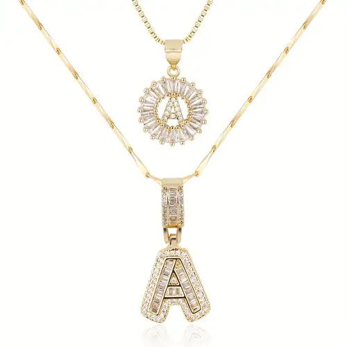 Divifa Pave Letter Jewelry Set in Gold-Plated stainless steel