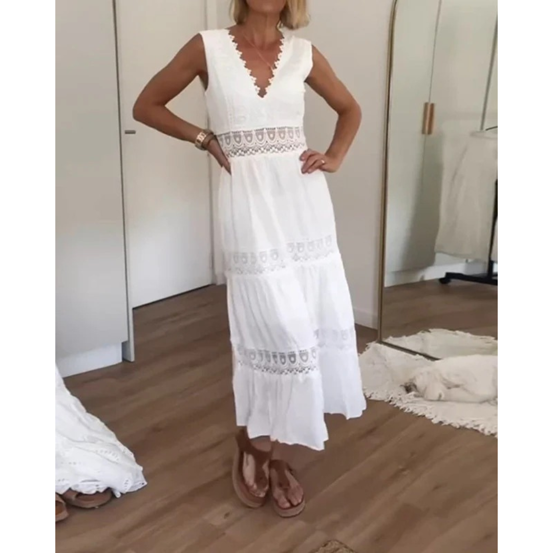 Biancay | Damen Modernes Midikleid V-Ausschnitt