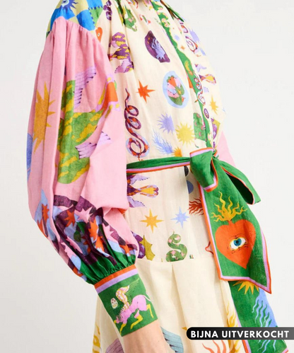 Maxi abito italiano multicolore alla moda da donna