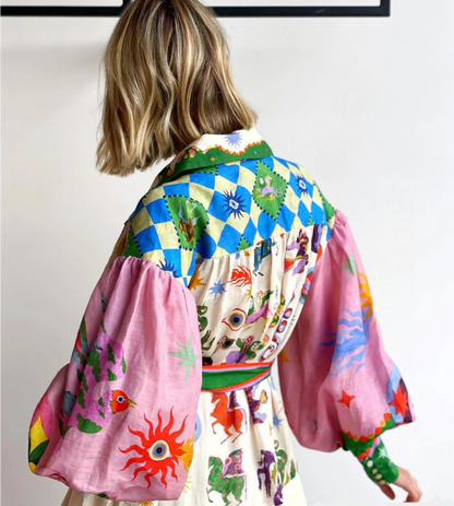 Maxi abito italiano multicolore alla moda da donna