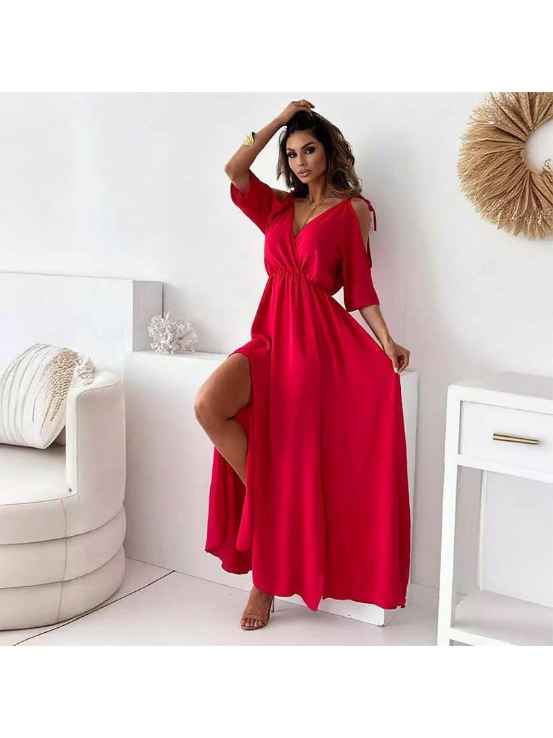Sophia | Women's Maxi Dress With V-Neck And Ruched Waist Detail | Elegant