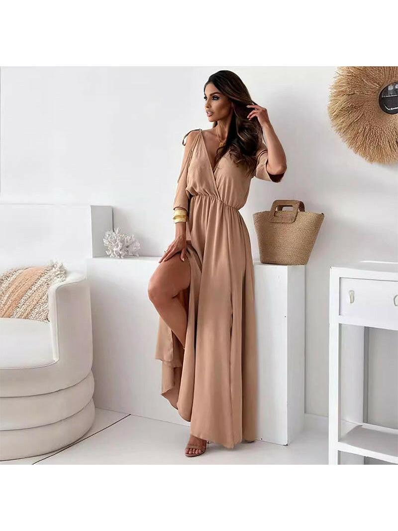 Sophia | Women's Maxi Dress With V-Neck And Ruched Waist Detail | Elegant