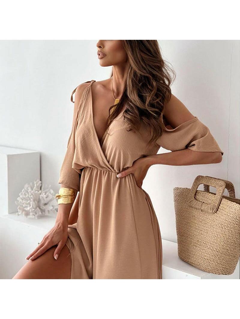 Sophia | Women's Maxi Dress With V-Neck And Ruched Waist Detail | Elegant