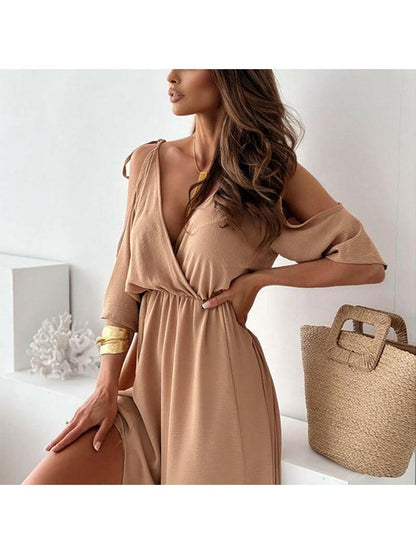 Sophia | Women's Maxi Dress With V-Neck And Ruched Waist Detail | Elegant