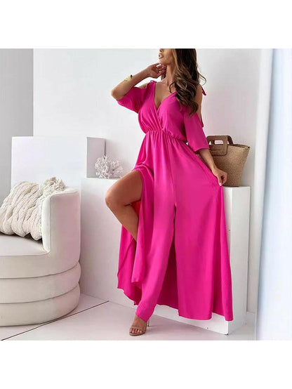 Sophia | Women's Maxi Dress With V-Neck And Ruched Waist Detail | Elegant