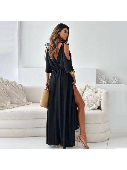 Sophia | Women's Maxi Dress With V-Neck And Ruched Waist Detail | Elegant