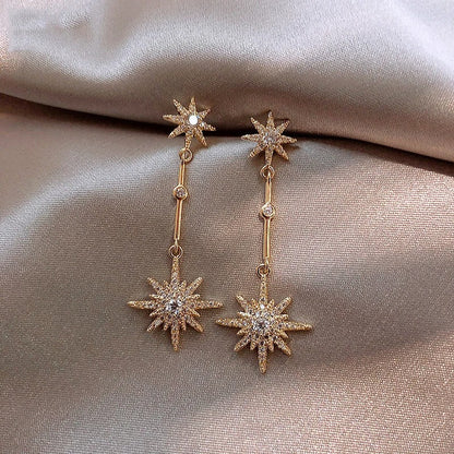 Pendientes de Oro Vintage con Estrella en Cristal