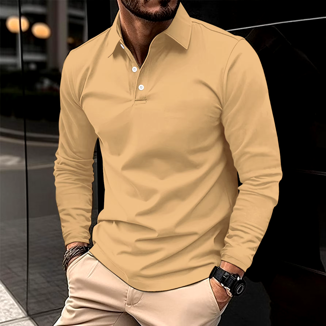 Havrik | Casual Slim Fit Langærmet Polo til Mænd i Åndbar, Elastisk Kvalitet | Herrepolo