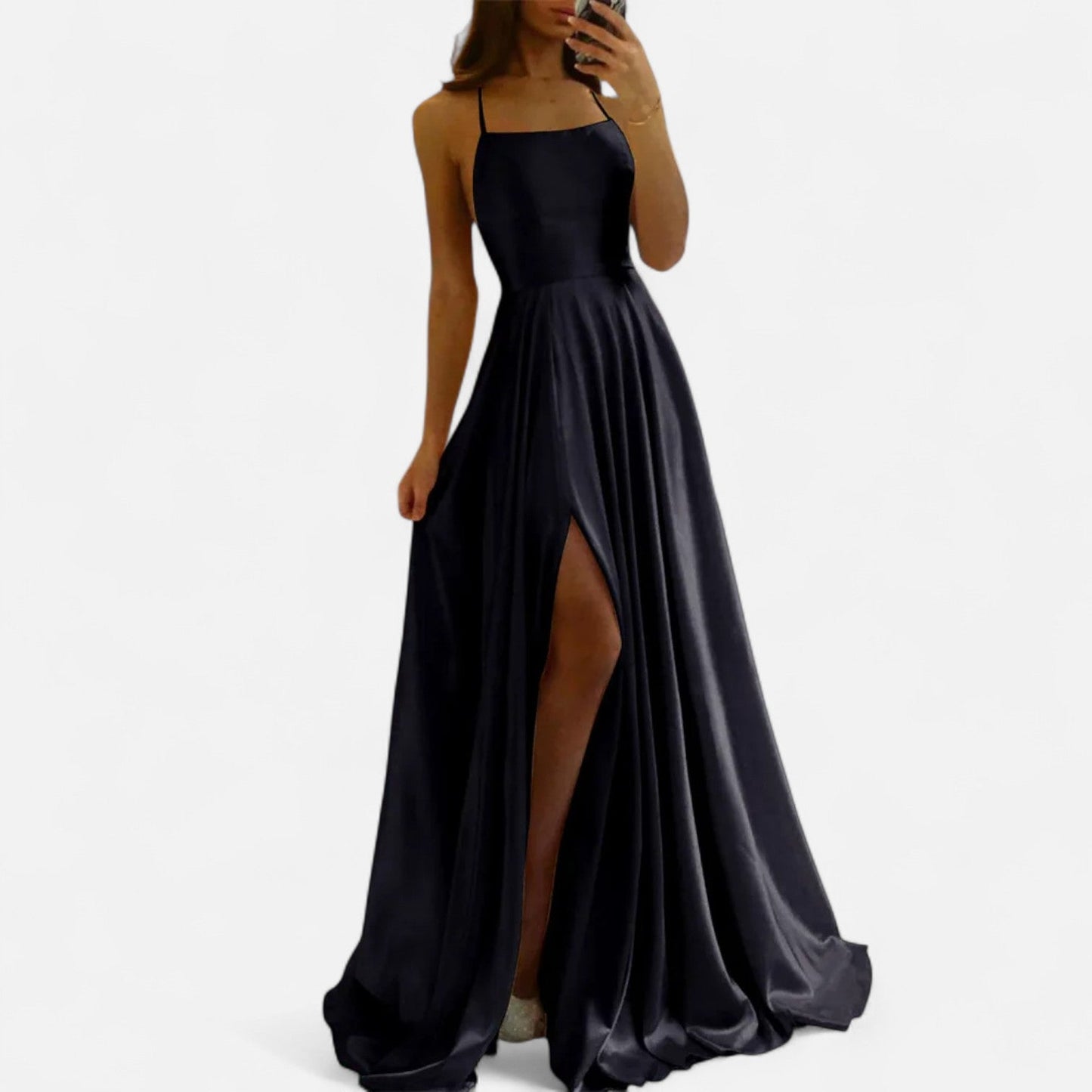 Gabrielle | Women modern Fit Satin slit Maxi dress