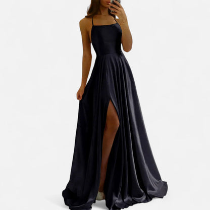 Gabrielle | Women modern Fit Satin slit Maxi dress