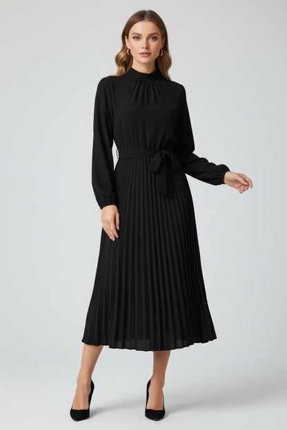 Black midi dress studio shot full body