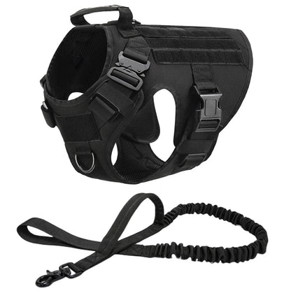 Tactical Dog Harness Heavy Duty Handle 1050D Nylon MOLLE No-Pull Adjustable Large Breeds Training Outdoor Walking Harness Metal D-Ring | Koossa