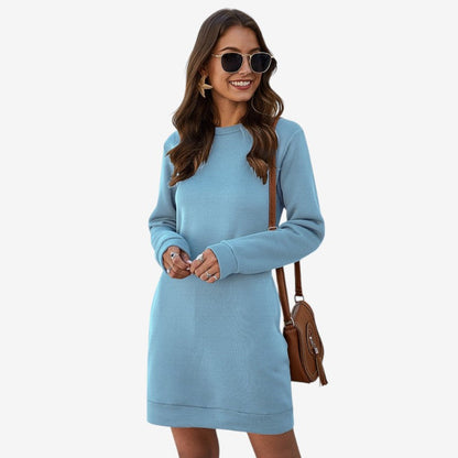 Elyndra - Long sleeve sweater dress with round neck