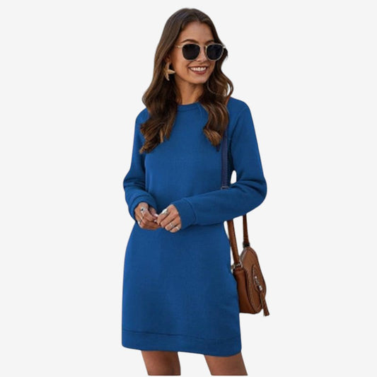 Elyndra - Long sleeve sweater dress with round neck