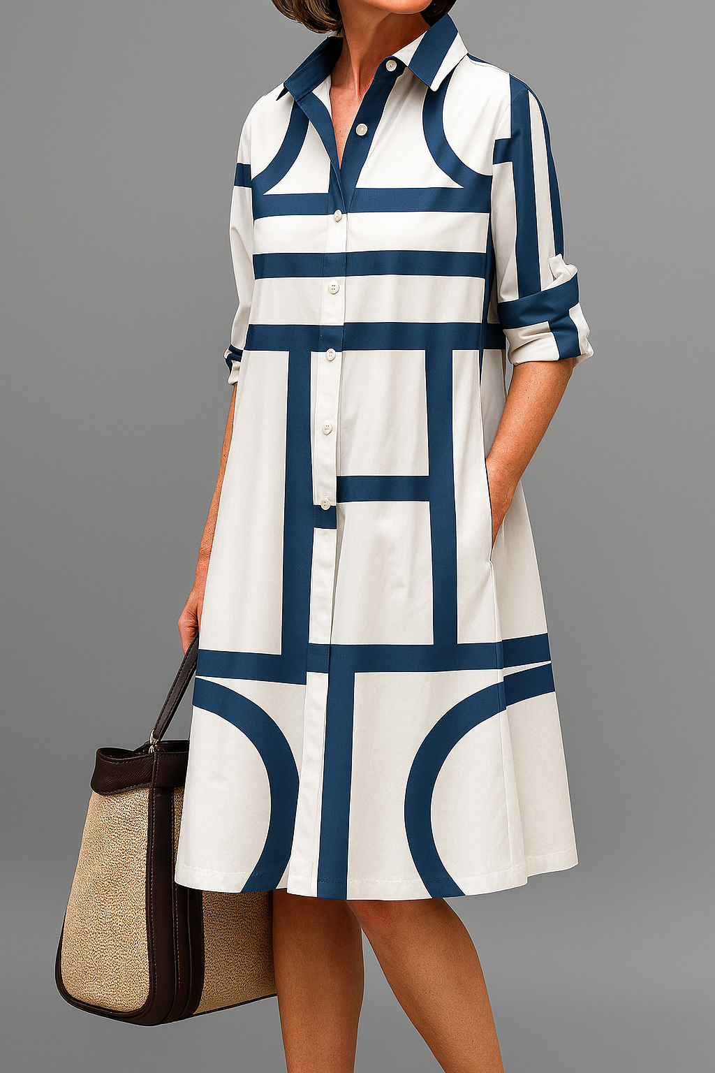 Arabella™ Geometric Pattern Midi Dress