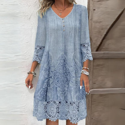 Elizabeth | Women Vintage Lace Trim Shift Dress