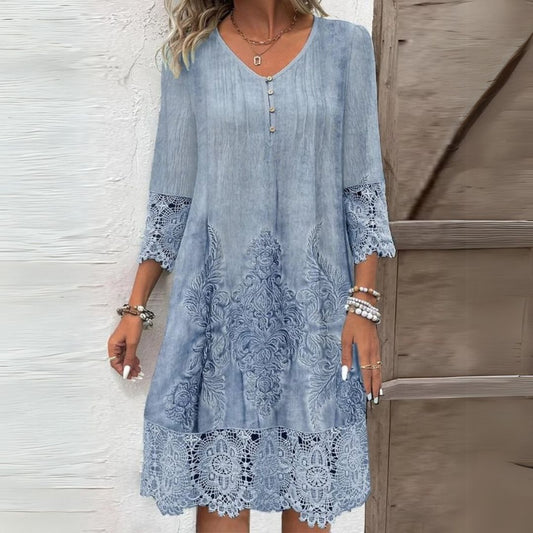 Elizabeth | Women Vintage Lace Trim Shift Dress