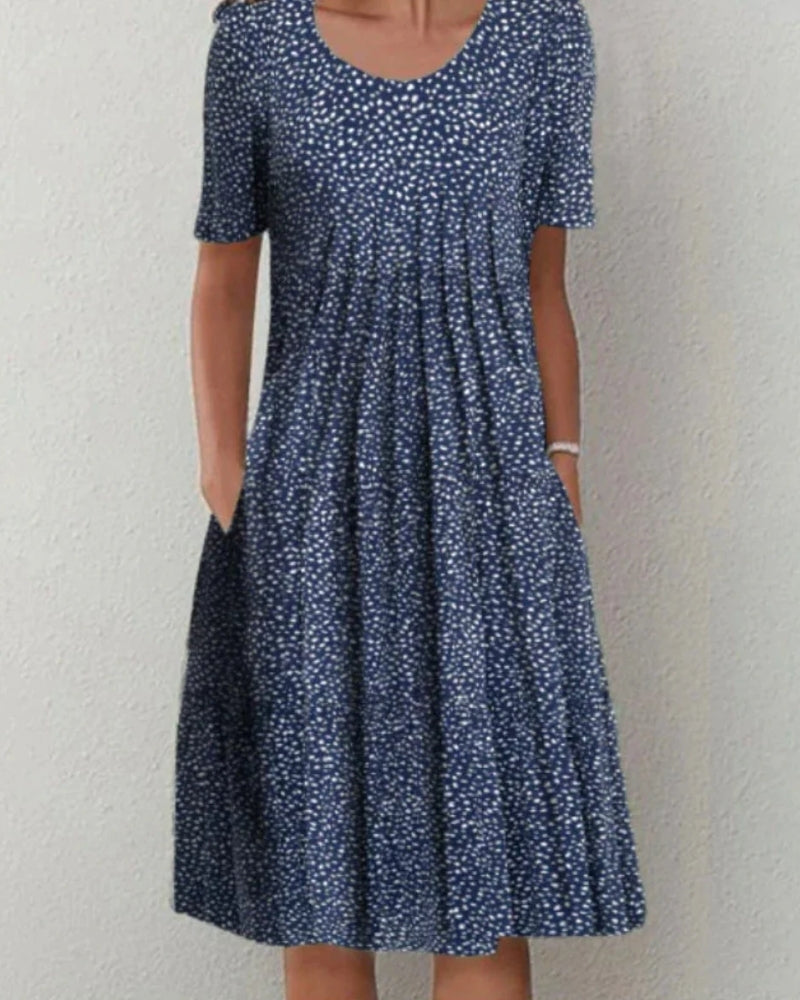 Florienna - Womens Floral Short Sleeve Midi Summer Dress With Pockets