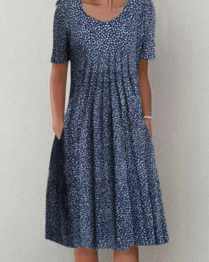 Florienna - Womens Floral Short Sleeve Midi Summer Dress With Pockets