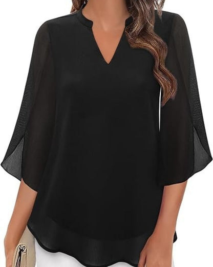 Bluse für Damen mit V-Ausschnitt | 3/4-Arm