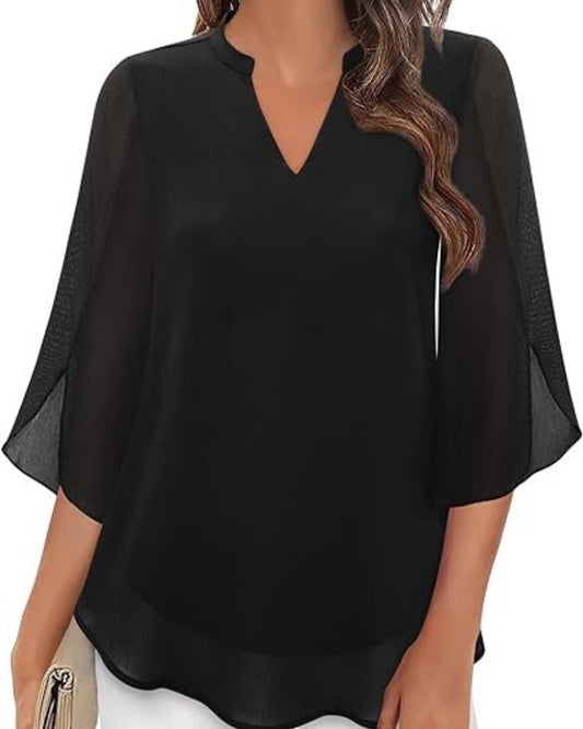 Bluse für Damen mit V-Ausschnitt | 3/4-Arm