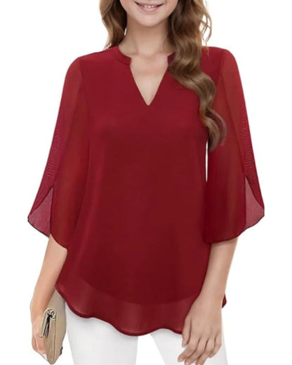 Bluse für Damen mit V-Ausschnitt | 3/4-Arm