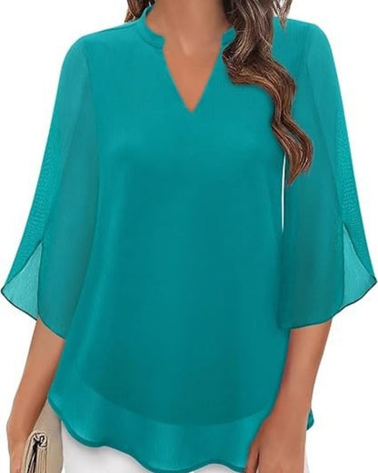 Bluse für Damen mit V-Ausschnitt | 3/4-Arm