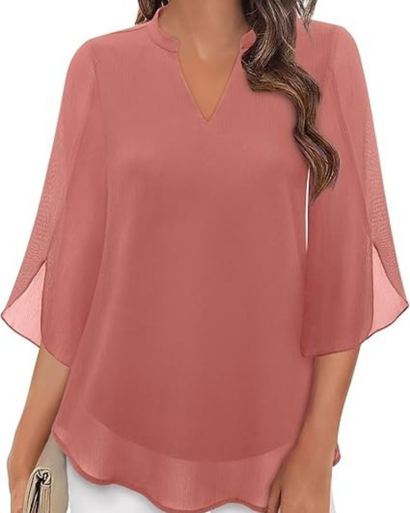 Bluse für Damen mit V-Ausschnitt | 3/4-Arm