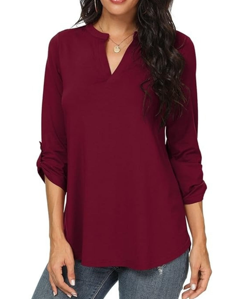Bluse für Damen mit V-Ausschnitt | 3/4-Arm
