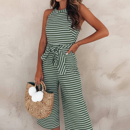 Damen Ärmelloser Jumpsuit | Gestreift