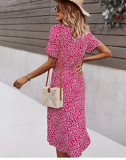 Boho Flower Midi Dress - Isla-Blue-S-Nora Luxe