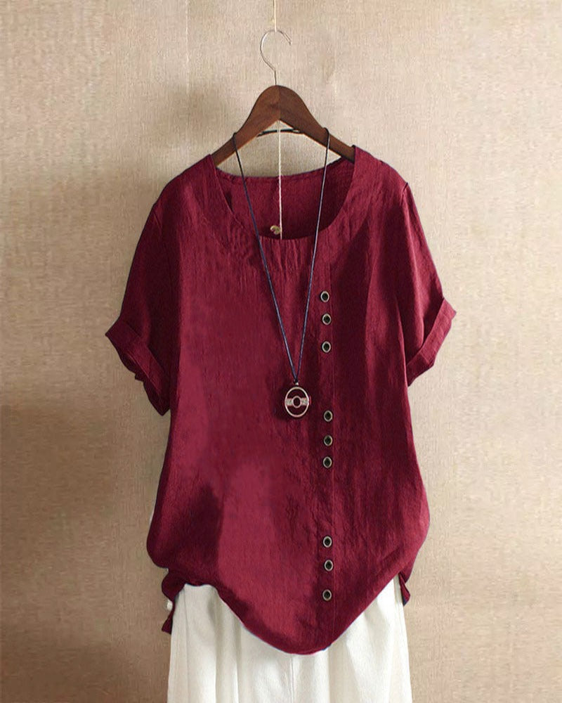 Beatrice | Women Button Detail casual z krótkim rękawem blouse