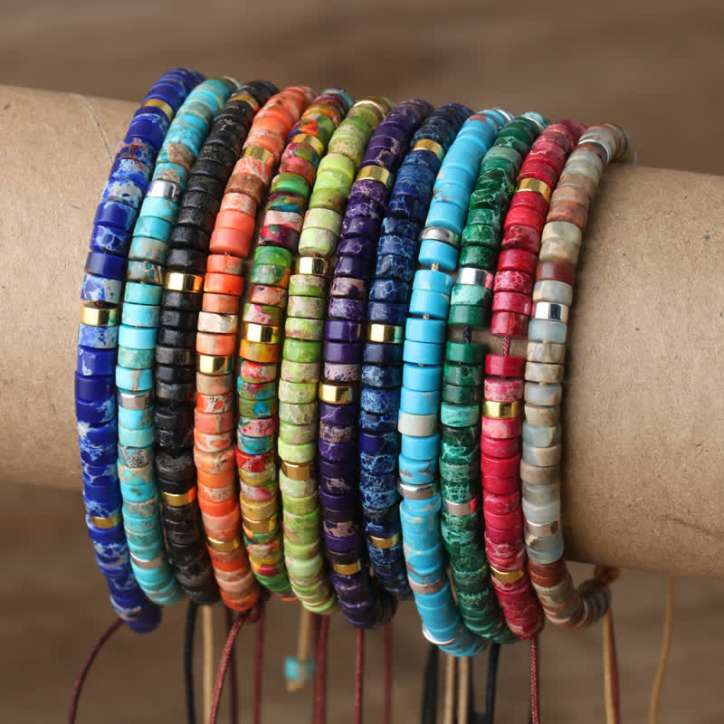 Braided Bracelet with 2.4 mm Natural Stone Rollers - Seraphina-Kaiserstein-Nora Luxe