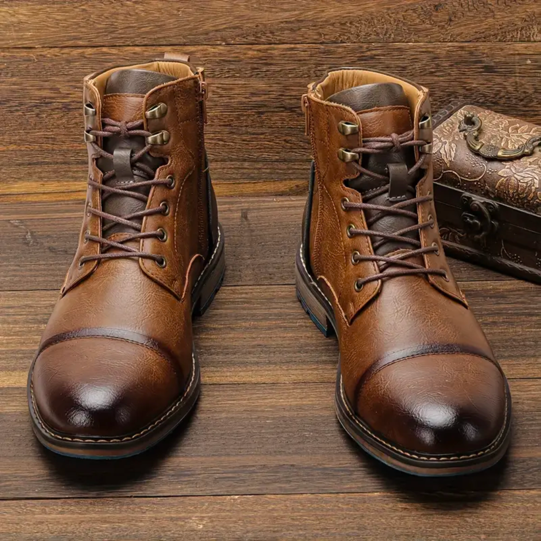 Enzo | Vintage sznurowane Leather boots dla mężczyzn