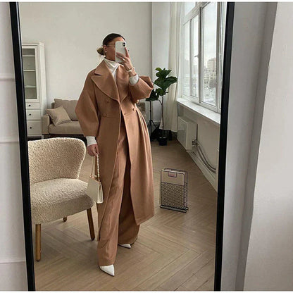 Damen Trenchcoat | Doppelreihig mit Revers & Langer Passform