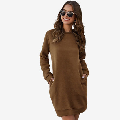 Elyndra - Long sleeve sweater dress with round neck